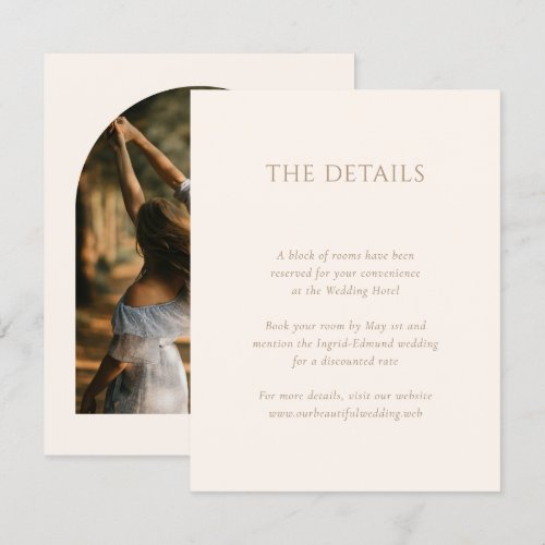 Modern Minimalist Arch Photo Wedding Enclosure Card