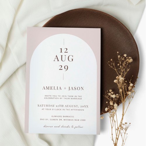 Modern minimalist arch photo wedding invitation