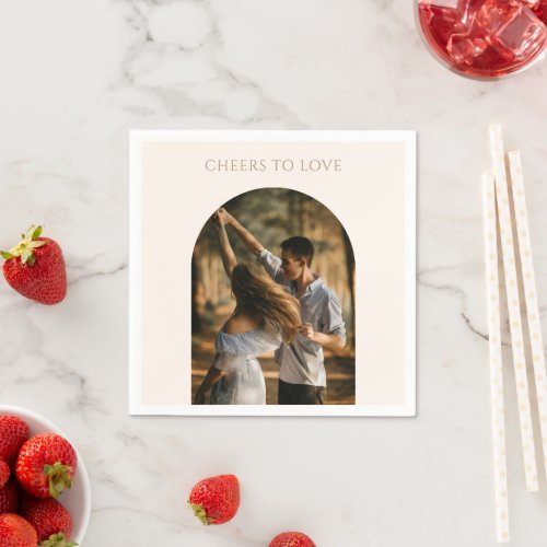 Modern Minimalist Arch Photo Wedding Napkins