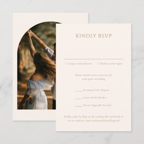 Modern Minimalist Arch Photo Wedding RSVP Card