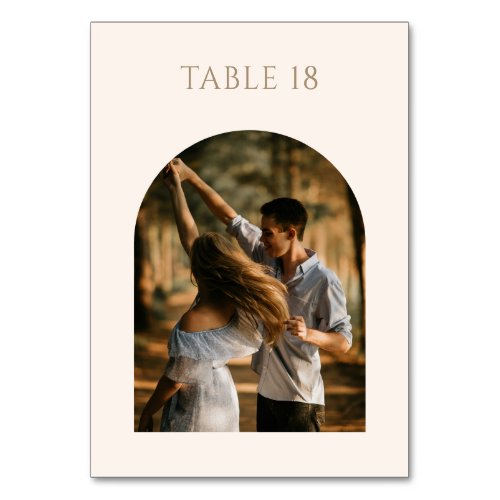 Modern Minimalist Arch Photo Wedding Table Number