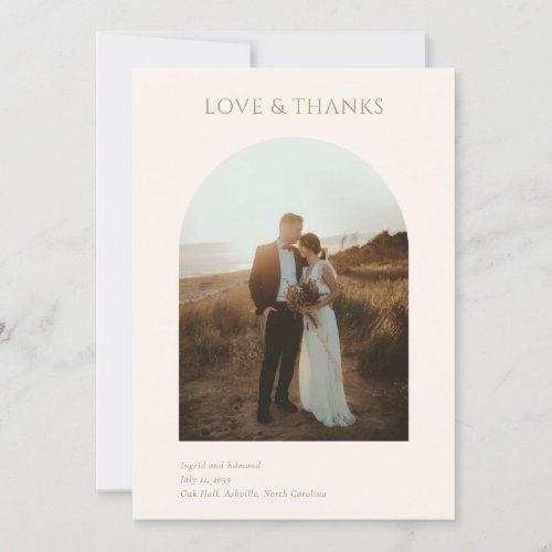 Modern Minimalist Arch Photo Wedding Thank You Card