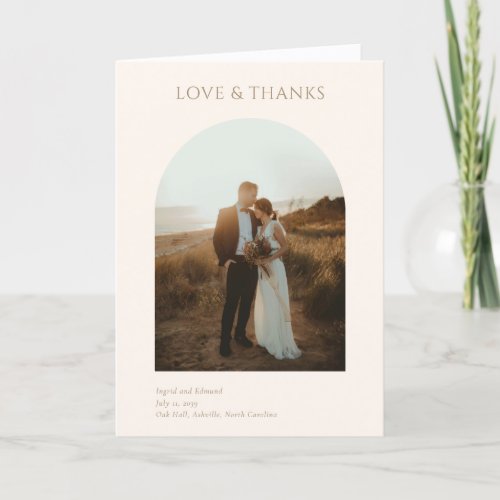 Modern Minimalist Arch Photo Wedding Thank You Card