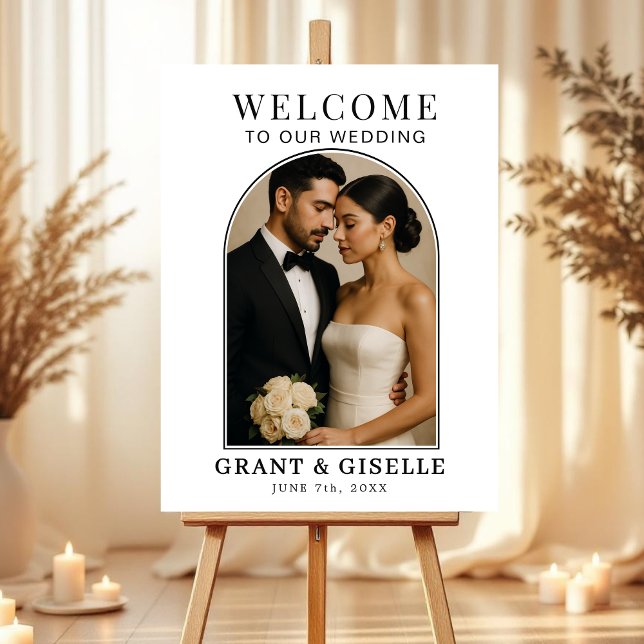 Modern Minimalist Arch Photo Wedding Welcome Sign  (Creator Uploaded)