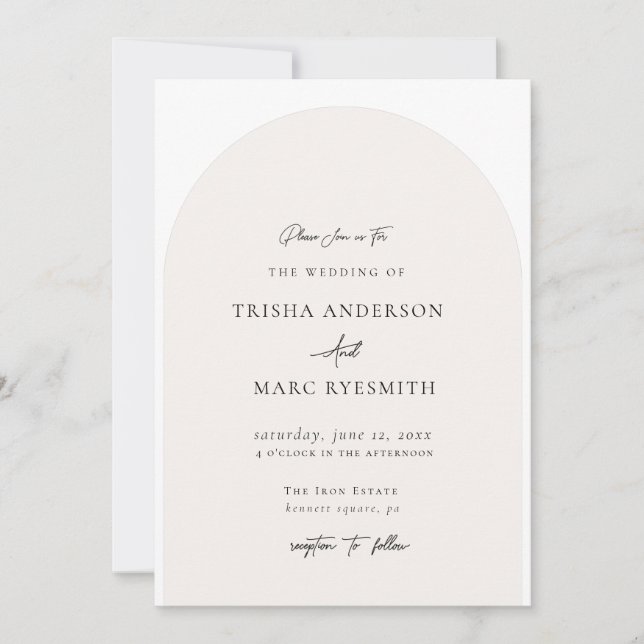 Modern Minimalist Arch Wedding Invitation (Front)