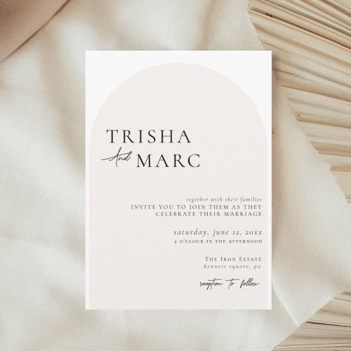 Modern Minimalist Arch Wedding  Invitation