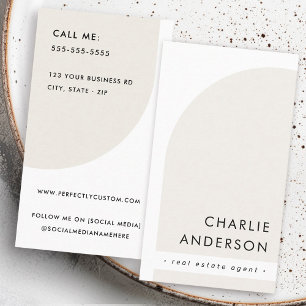 Modern minimalist arch white light tan beige brown business card