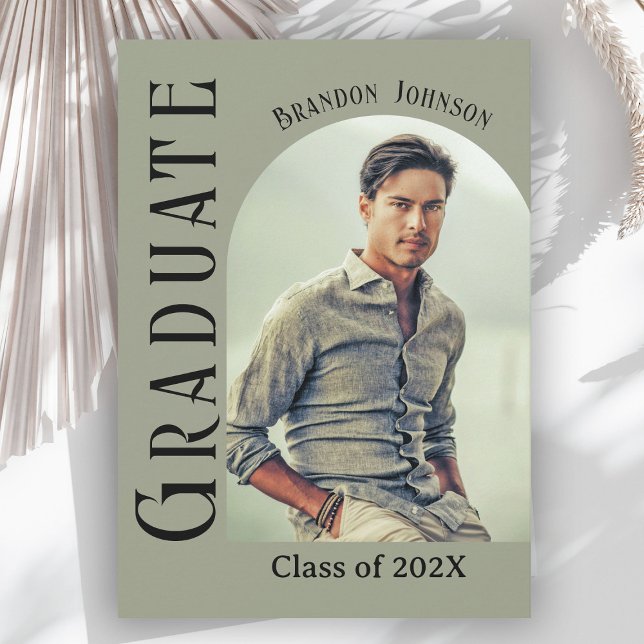 Modern Minimalist Arched Photo Graduation Invitation (Creator Uploaded)