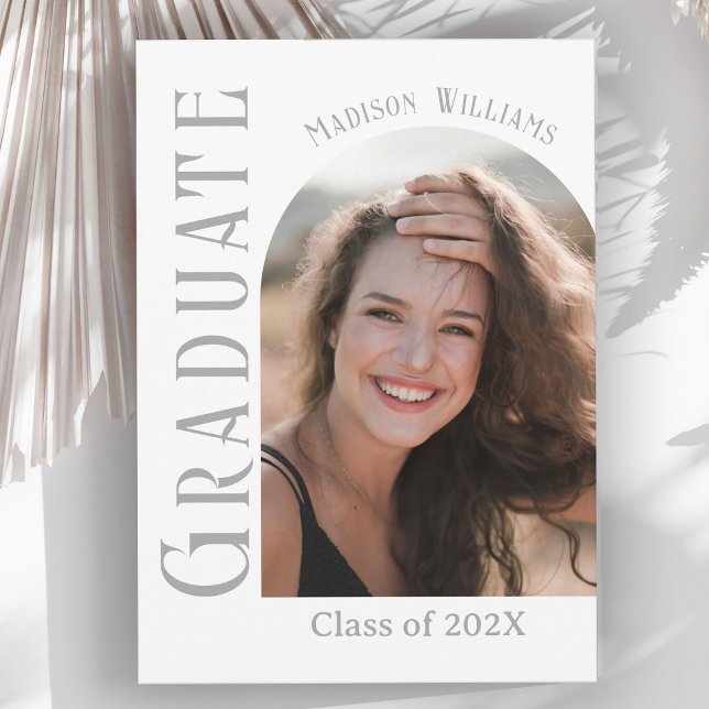 Modern Minimalist Arched Photo Graduation Invitation (Creator Uploaded)