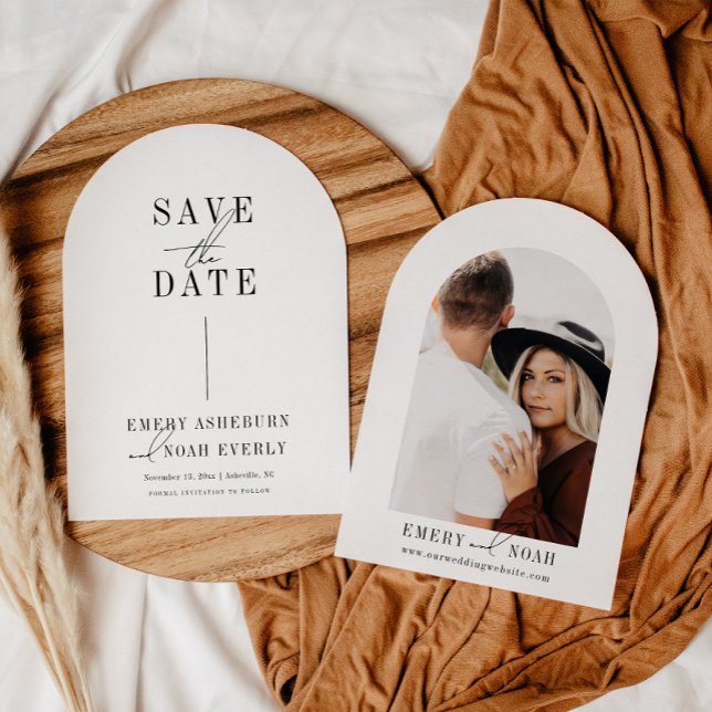 Modern Minimalist Arched Save The Date Invitation (Creator Uploaded)