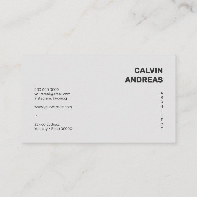 Modern Minimalist Architect Contractor Designer Bu Business Card (Back)