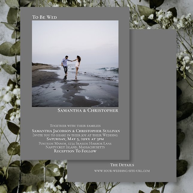 Modern Minimalist Artsy Simple Gray Photo Wedding Invitation (Creator Uploaded)