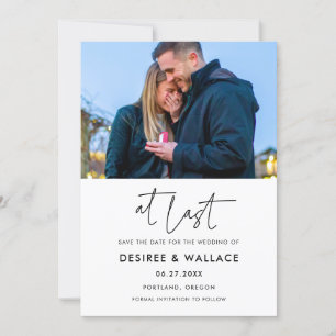 Modern minimalist At last photo Save The Date