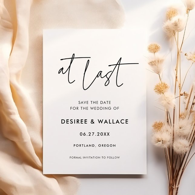 Modern minimalist At last Save The Date (Creator Uploaded)