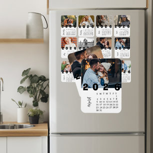 Modern Minimalist August 2026 Photo Calendar Magnet