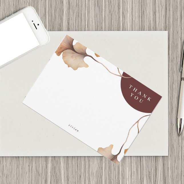 Modern Minimalist Autumn Floral Thank You Card (Creator Uploaded)