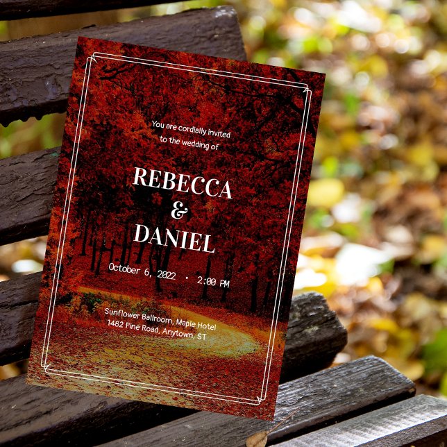 Modern Minimalist Autumn Scenic Wedding Invitation (Creator Uploaded)