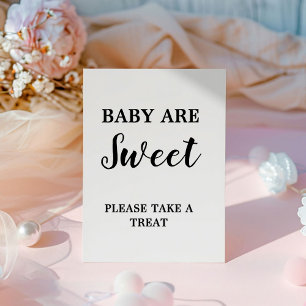 Modern minimalist baby are sweet baby shower favor pedestal sign