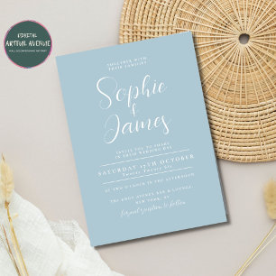 Modern Minimalist Baby Blue Wedding Invitation