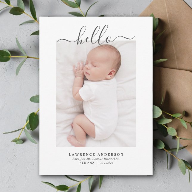Modern Minimalist Baby Boy Photo Collage Birth Announcement (Creator Uploaded)