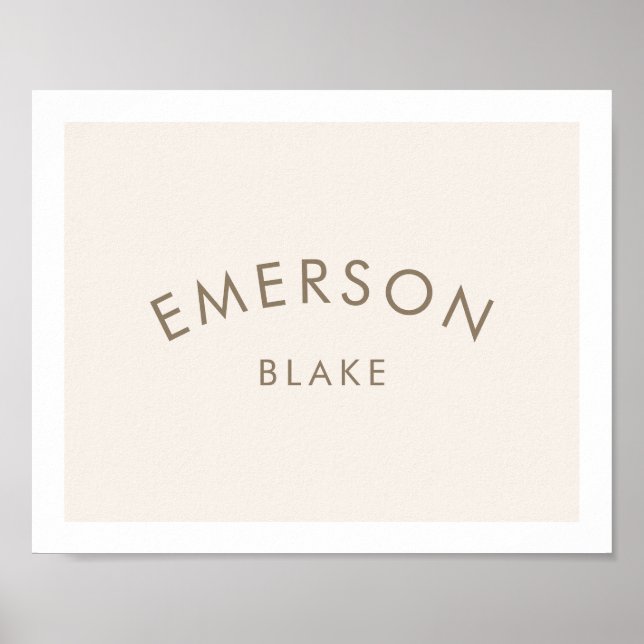 Modern Minimalist Baby Name Nursery Kids Room Poster (Front)