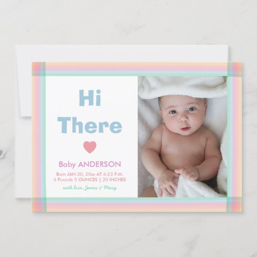 Modern Minimalist Baby Photo Birth Announcement