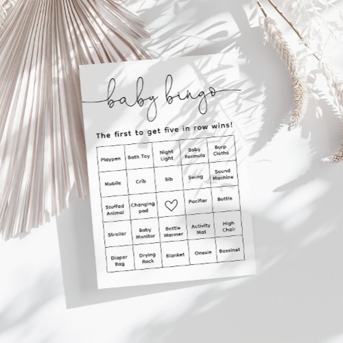 Modern Minimalist Baby Shower Bingo Game