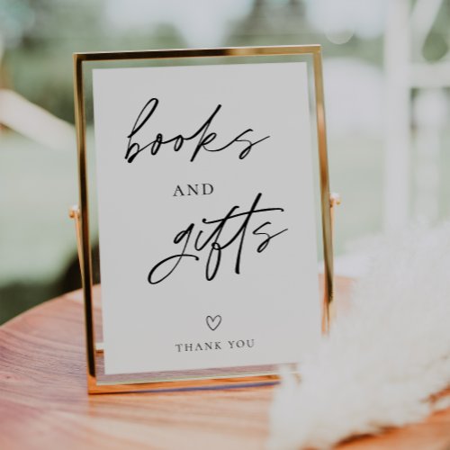 Modern Minimalist Baby Shower Books and Gifts Sign