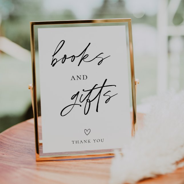 Modern Minimalist Baby Shower Books and Gifts Sign (Creator Uploaded)