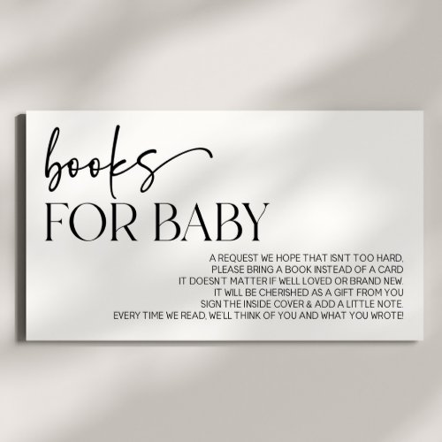 Modern Minimalist Baby Shower Books For Baby Enclosure Card