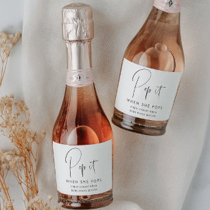 Modern Minimalist Baby Shower Favor Sparkling Wine Label