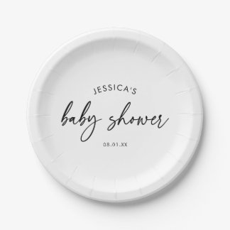 Modern Minimalist Baby Shower Paper Plates
