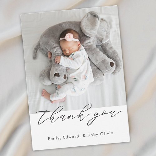 Modern Minimalist Baby Shower Photo Thank You Card