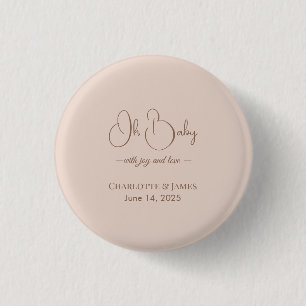 Modern Minimalist Baby Shower Powder Blush Button