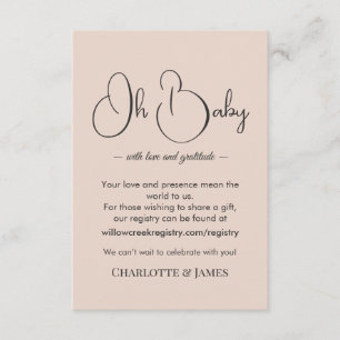 Modern Minimalist Baby Shower Powder Blush Enclosure Card