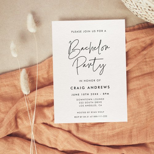 Modern Minimalist Bachelor Party Invitation