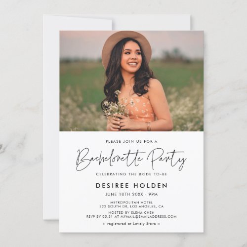 Modern minimalist Bachelorette Party photo Invitation