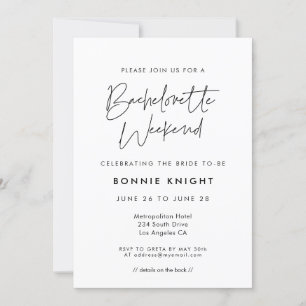 Modern minimalist Bachelorette Weekend Invitation
