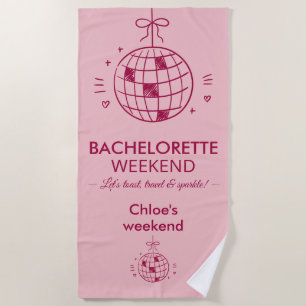 Modern Minimalist Bachelorette Weekend   Pink  Beach Towel