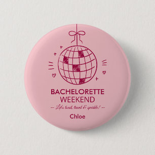 Modern Minimalist Bachelorette Weekend   Pink  Button