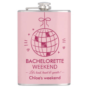 Modern Minimalist Bachelorette Weekend Pink Flask