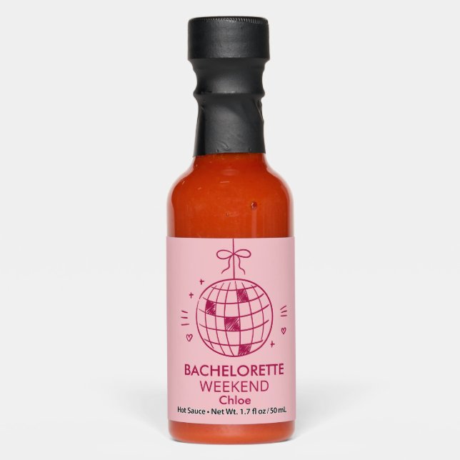Modern Minimalist Bachelorette Weekend | Pink  Hot Sauces (Front)