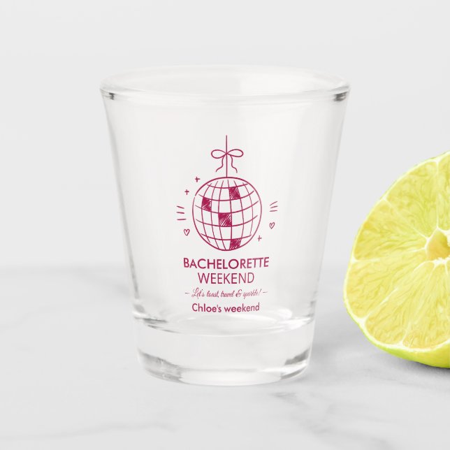 Modern Minimalist Bachelorette Weekend | Pink  Shot Glass (Front)