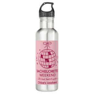 Modern Minimalist Bachelorette Weekend   Pink  Stainless Steel Water Bottle
