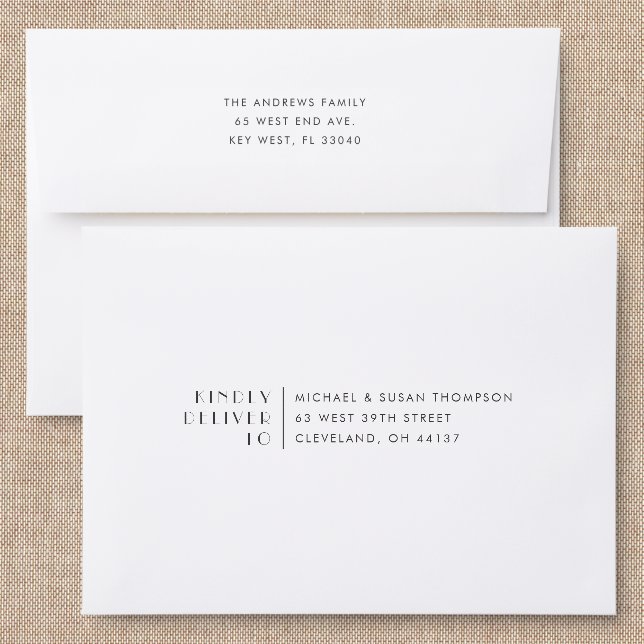 Modern & Minimalist Back Addressed Envelopes (Linen)
