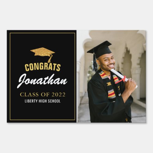 Modern Minimalist BackPhoto Graduation Outdoor Sign