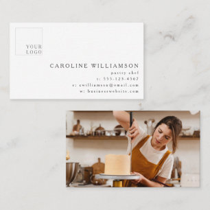 Modern Minimalist Baker Pastry Chef Logo Photo  Business Card
