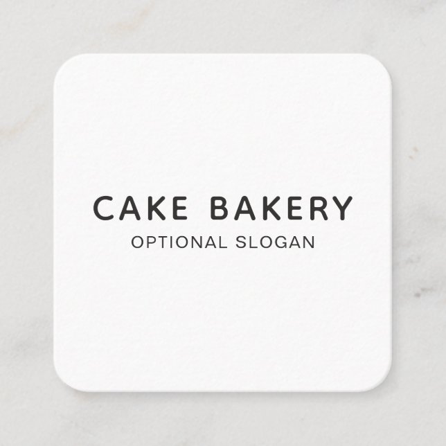 Modern Minimalist Bakery Business Card Black White (Front)