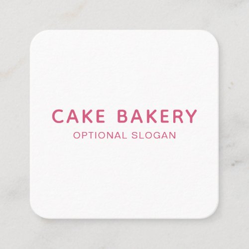 Modern Minimalist Bakery Business Card Pink White