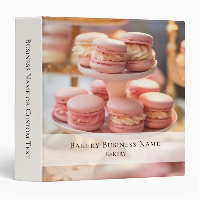 Modern Minimalist Bakery Custom Photo 3 Ring Binder (Front/Spine)